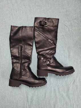 Target Black Kneehigh Buckle & Zip Riding Boots